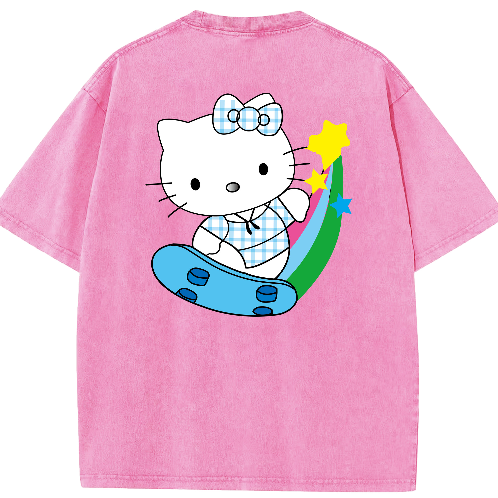 （画像用） Hello Kitty ハローキティ 綿100% ヴィンテージ風 半袖Tシャツ（背面プリント）